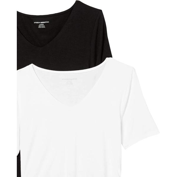 Amazon Essentials Women's Maternity Short-Sleeve Rouched V-Neck T-Shirt, Pack of 2