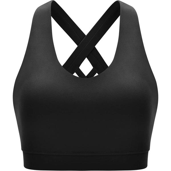 RUNNING GIRL Sports Bra for Women, Criss-Cross Back Padded Strappy Sports Bras Medium Support Yoga Bra with Removable Cups
