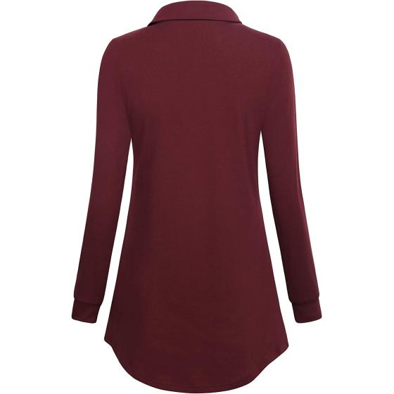 Timeson Women's Long Sleeve Button Lapel Pullover Tunic Swing Sweatshirt