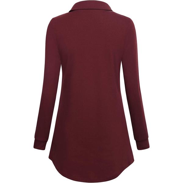 Timeson Women's Long Sleeve Button Lapel Pullover Tunic Swing Sweatshirt