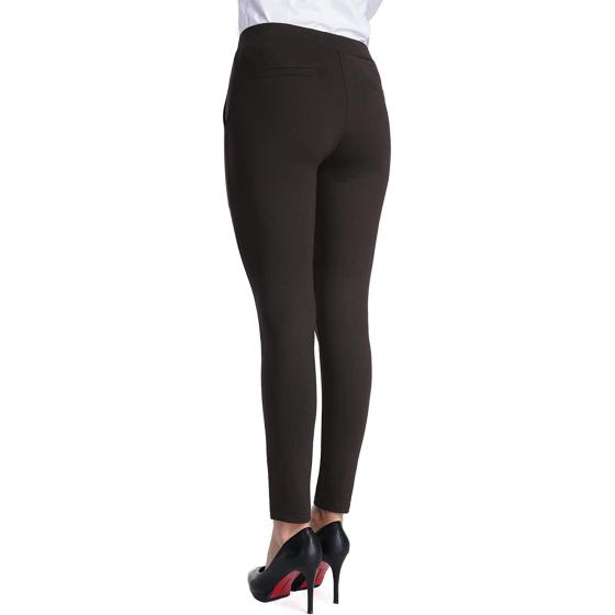 Bamans Women's Skinny Leg Work Pull on Slim Stretch Yoga Dress Pants w/Tummy Control