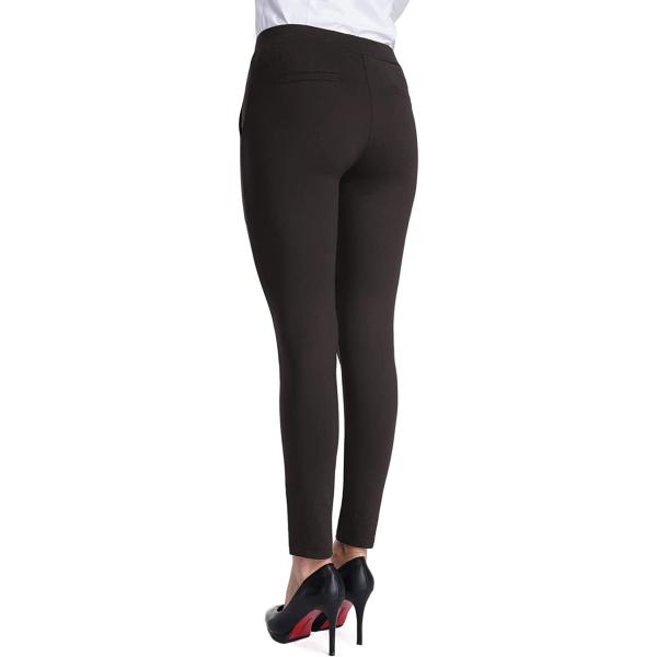 Bamans Women's Skinny Leg Work Pull on Slim Stretch Yoga Dress Pants w/Tummy Control