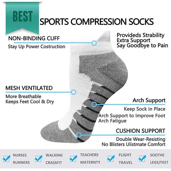 ACTINPUT Compression Socks Plantar Fasciitis for Women Men - 8-15 mmHg Best for Athletic，Support，Flight Travel，Nurses，Hiking