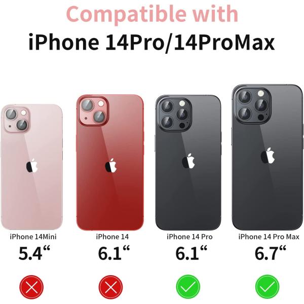 Mansoorr Camera Lens Protector for iPhone 14 Pro/iPhone 14 Pro Max, Alloy Metal Camera Cover with Tempered Glass Screen Protector Accessories,Black 2 Pack