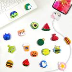Cute Cable Protector for iPhone iPad Charger Cable, 20pcs Cartoon Cable Animals Fruit Bite Charging Protector, USB Charger Cord Protector, Charger Cable Saver Phone Accessory (Type A - 20 styles)
