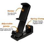 TESLYAR Universal in Flight Airplane Phone Holder Mount Handsfree Phone Holder for Desk Tray Travel Essential Accessory for Flying Multi Directional Dual 360 Degree Rotation Nightstand