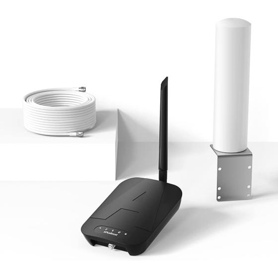 Cell Phone Booster for Band 12/17/5/2/25/4, Cell Booster for Home/Cabin/Office/Studio, Boosts 5G 4G LTE Voice/Data, Multi-User and Device, Cellular Repeater Kit up to 3000 sq ft, FCC Approved
