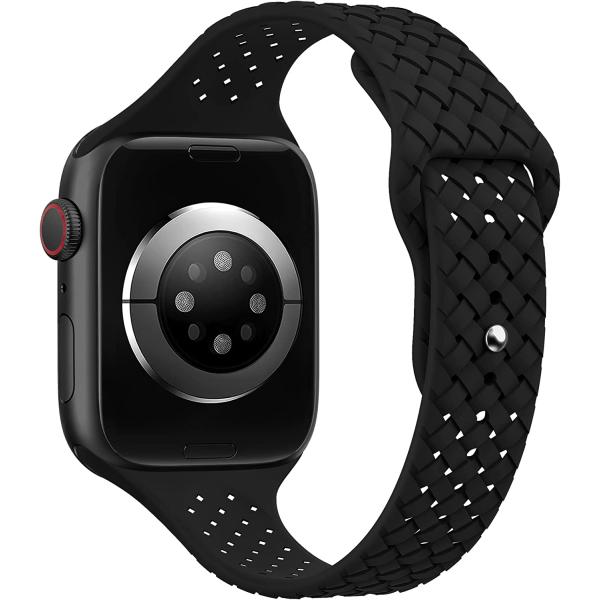 HOTLOVE Silicone Slim Bands Compatible with Apple Watch Band 38mm 40mm 41mm 42mm 44mm 45mm 49mm, Slim Thin Narrow Sport Strap Breathable Wristbands for iWatch Ultra Series SE 8 7 6 5 4 3 2 Women Men