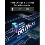 USB C Car Charger Adapter - LISEN 66W 3 Port USB Car Charger Fast Charging Dual PD&QC3.0 with 5.3ft Fast Charge Type C Car Charger Compatible with Samsung Galaxy S22 S21 Note 20 Pixel iPad Pro iPhone