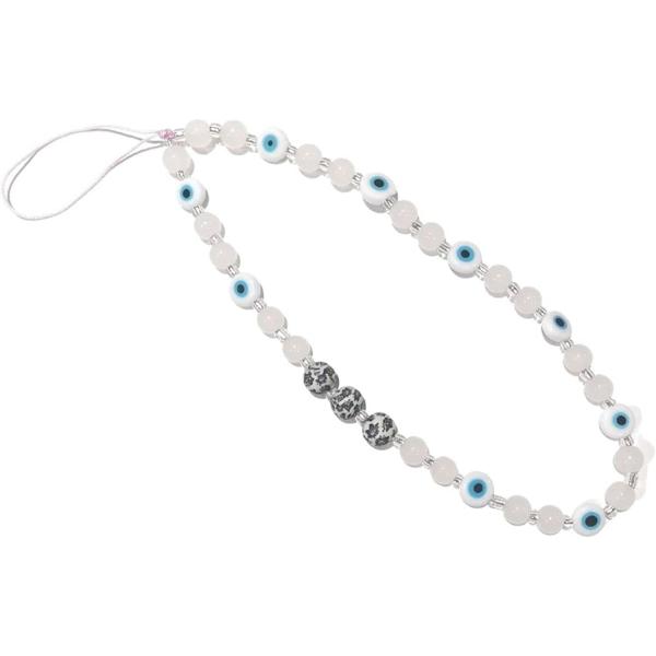 Fuqimanman2020 Colorful Evil Eye Beaded Phone Charm Phone Lanyard Wrist Strap Gemstone Handmade Phone Chain Strap Keychain for Women Girls