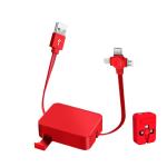 Gartmost Three in One Charging Cable Roll, Data Transfer, 3 in 1 Charging Cable Retractable, Phone Holder, Compatible USB C(Type-C)/Micro USB, Compatible Phone, Android, Tablets (Black)