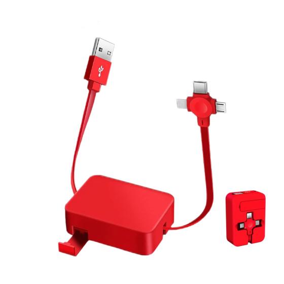 Gartmost Three in One Charging Cable Roll, Data Transfer, 3 in 1 Charging Cable Retractable, Phone Holder, Compatible USB C(Type-C)/Micro USB, Compatible Phone, Android, Tablets (Black)