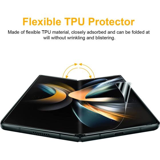 Hocents. TPU Screen Protector Compatible with Samsung Galaxy Z Fold 4 5G 2022 with Alignment Tool Touch Smooth Auto-Repair Front Film and Inside Film