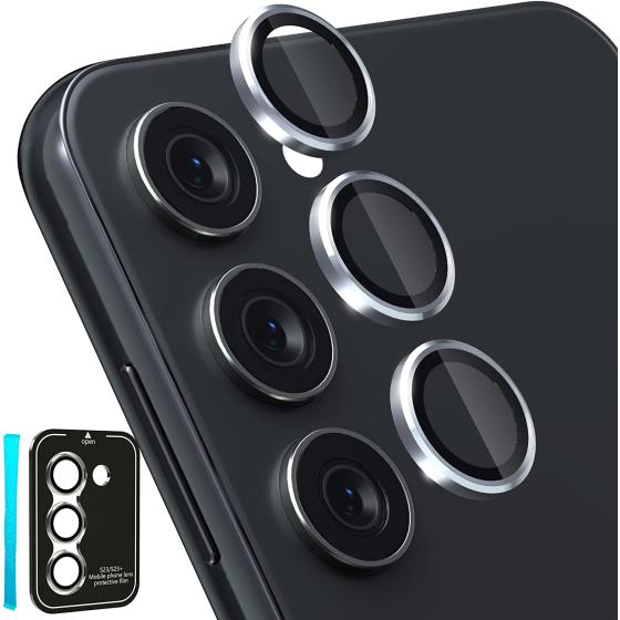 CloudValley [3 Pcs for Samsung Galaxy S23 / S23 Plus Camera Lens Protector, 9H Tempered Glass + Aluminum Alloy Metal Individual Lens Screen Protective Ring for S23 / S23+ 5G 2023, Purple