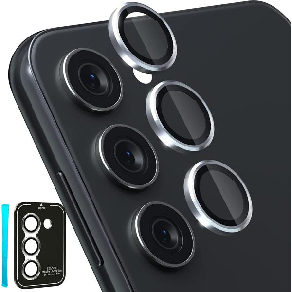 CloudValley [3 Pcs for Samsung Galaxy S23 / S23 Plus Camera Lens Protector, 9H Tempered Glass + Aluminum Alloy Metal Individual Lens Screen Protective Ring for S23 / S23+ 5G 2023, Purple
