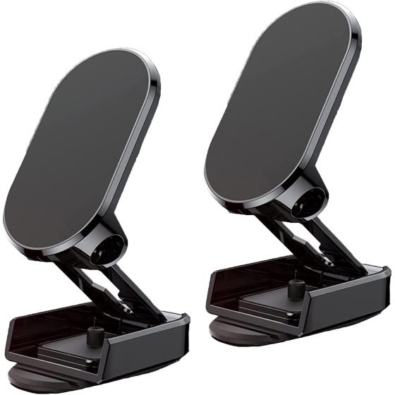 FEELNOW 2Pcs 2023 New Alloy Folding Magnetic Car Phone Holder, Magnetic 360° Car Phone Holder Stand Dashboard Folding Bracket Universal