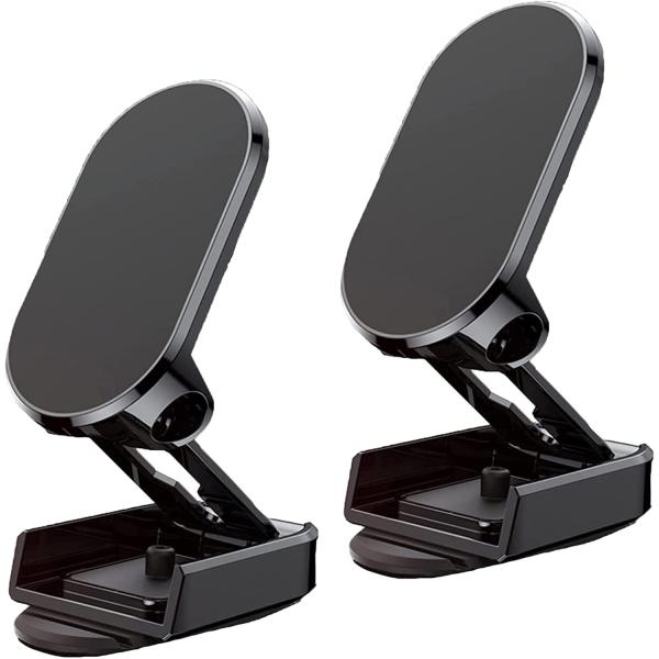 FEELNOW 2Pcs 2023 New Alloy Folding Magnetic Car Phone Holder, Magnetic 360° Car Phone Holder Stand Dashboard Folding Bracket Universal