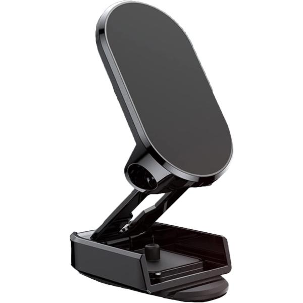 FEELNOW 2023 New Alloy Folding Magnetic Car Phone Holder, Magnetic 360° Car Phone Holder Stand Dashboard Folding Bracket Universal (Black)