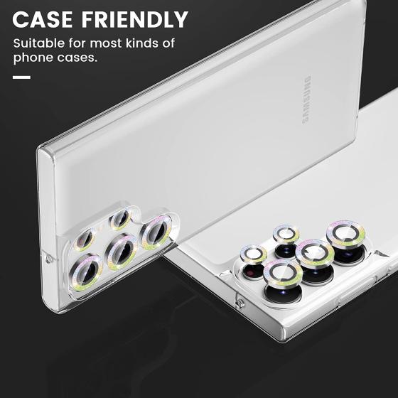 Goton for Samsung Galaxy S23 Ultra Camera Lens Protector, HD Glass Metal Lens Screen Protector Cover For Galaxy S23 Ultra 5G Accessories Glitter Colorful