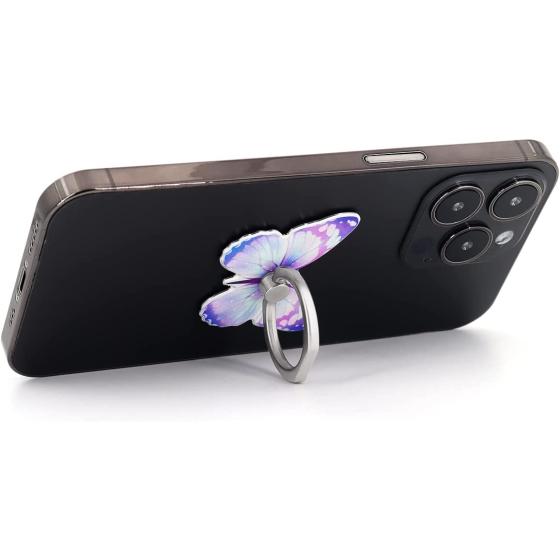 LaMignonne Butterfly Cell Phone Ring Holder Finger Ring Grip Stand 360° Rotation 180° Flip Universal Kickstand Compatible with All Smartphones (Lilac)