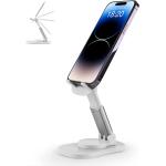 Zyerch Cell Phone Stand, Adjustable Phone Holder for Desk, Portable Phone Holder Stand Cellphone Cradle Desktop Dock Compatible with iPhone and All Smart Phones for Office, White