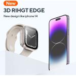 2 Pack 2 in 1 Waterproof Case for Apple Watch Series 8 7 45mm, Straight Edge PC Front & Back Bumper with Tempered Glass Screen Protector 360 Protective Cover for iWatch (45mm, Black/Clear)