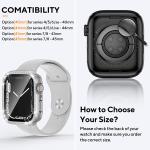 2 in 1 Bling Waterproof Case for Apple Watch Series 8 7 41mm, 360 Protective PC Cover Front & Back Bumper with Tempered Glass Screen Protector, Crystal Diamond iWatch Cases for Women, 41mm Silver