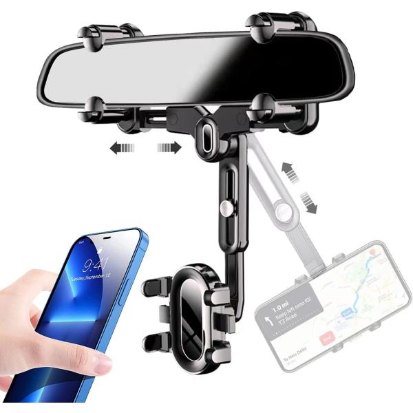 TwoHead 2023 Rearview Mirror Phone Mount for Car,Rear View Mirror Car Phone Holder,Universal Multifunctional Adjustable [Big Rear Mirrors Friendly] Car Phone Holder Mount for All Mobiles & Cars