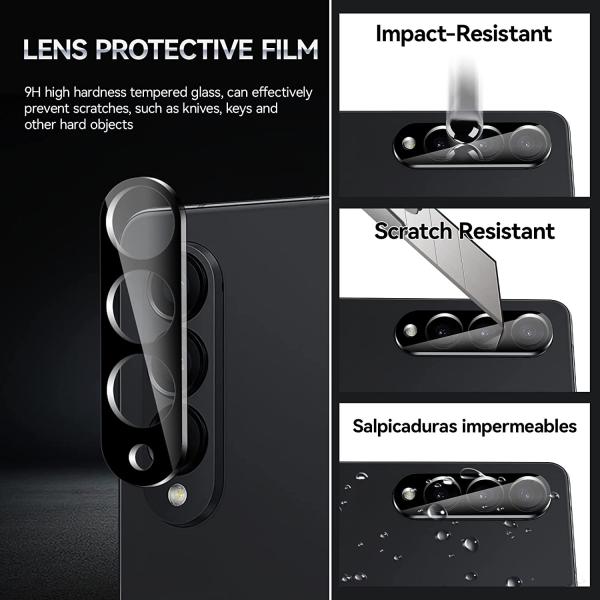 CENMASO [6-in-1]] for Samsung Galaxy Z Fold 4 Screen Protector,2 Pack Front Inner Screen + 2 Pack Tempered Glass Camera Lens Protector TPU 3D Soft Protective Film for Samsung Z Fold 4-Transparent