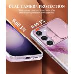 GVIEWIN Case Compatible with Samsung Galaxy S23 Plus with Slide Camera Cover + Screen Protector, [10FT Military Shockproof] Marble Slim Protective Phone Case, 5G 6.6-Inch 2023 (Dreamland River/Purple)