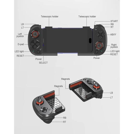 Joso Mobile Gaming Controller for iPhone, Android, PC, One-Handed Mobile Gamepad, Bluetooth Controller for iPhone 14 13 12 Pro/Pro Max, Galaxy S22 21 Ultra, COD, Diablo Immortal - Direct Play
