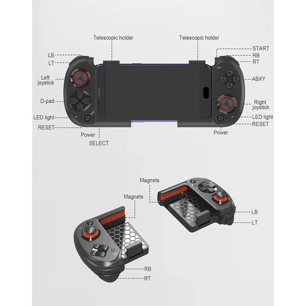 Joso Mobile Gaming Controller for iPhone, Android, PC, One-Handed Mobile Gamepad, Bluetooth Controller for iPhone 14 13 12 Pro/Pro Max, Galaxy S22 21 Ultra, COD, Diablo Immortal - Direct Play