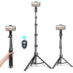 67" Phone Tripod, Extendable Tripod with Wireless Remote & Cell Phone Holder, Cell Phone Tripod Perfect for Selfies, Video Recording, Live Streaming, Compatible with Smartphone & Camera