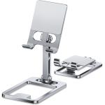 Folding Cell Phone Stand, Adjustable Desktop Phone Holder Dock Compatible with Phone 14 13 12, Plus, Pro, Pro Max, Samsung Galaxy S22 S10, 4-10 inch Tablet (Gray)