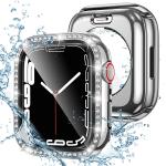 Tensea [2 in 1] for Waterproof Apple Watch Screen Protector Series 8 7 41mm Accessories, iWatch Hard Diamond Bumper Case Built-in Tempered Glass Film, Front & Back Bumper, Bling Face Cover Women