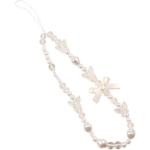 oAutoSjy Beaded Phone Charm Strap Mobile Phone Lanyard Wrist Strap Bow White Pearl Butterfly Beads Phone Chain Cellphone Strap Hanging Cord Phone Anti-lost Chain Cell Phone Accessories for Women Girls
