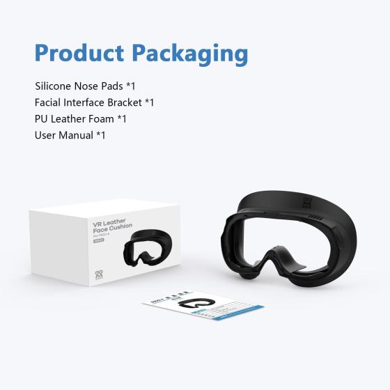 AMVR Face Cover for Pico 4, Resilient Vent Leather Face Pad Replacement Soft Facial Cushion Interface Bracket Set Washable Lightproof Comfortable VR Accessories for Pico 4 Headset（Black, 3-in-1）