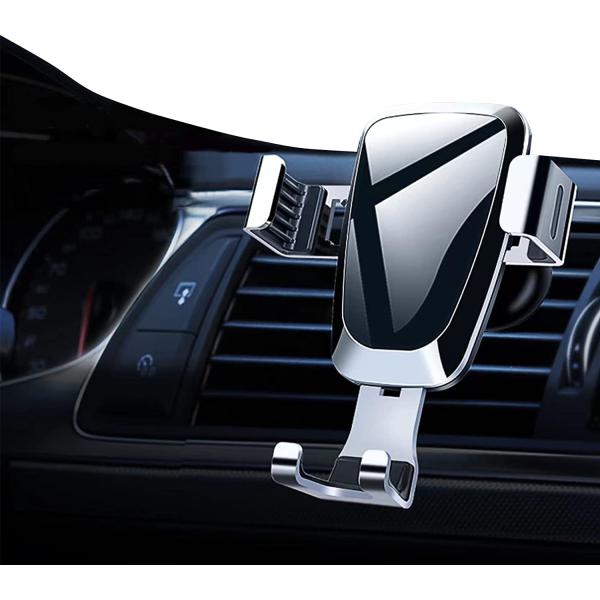 Car Phone Holder Ultra-Robust and Easy to Install Gravity Car Vent Phone Mount Hands Free Cradle Air Vent Clip Automotive for iPhone and Smartphones (Argent)