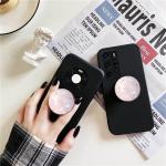 WUYULB Clear Crystal Glitter Collapsible Expandiing Moblile Phone Grip Stand Holder for Smartphones and Tablets Cell Phone Accessory (Blue Marble)