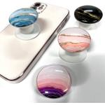 WUYULB Clear Crystal Glitter Expandible Collapsible Moblile Phone Grip Stand Holder for Smartphones and Tablets Cell Phone Accessory (Black Rose Gold Wave)