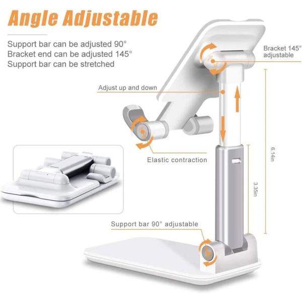 Manlosen Cell Phone Stand, Aluminum Phone Stand for Desk - Adjustable Mobile Phone Stand for Desk, Case Friendly Compatible with All Mobile Phone/iPad/Kindle/Tablet Phone Dock (Black-1)