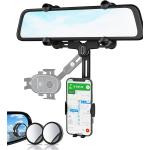 UNIQUE BRIGHT Phone Mount for Car-Rear View Mirror Phone Holder for Car-Rotatable Car Phone Holder Mount-Retractable Truck Phone Cradle-Compatible with iPhone Samsung 4"-7"+2 Blind Spot Mirror.
