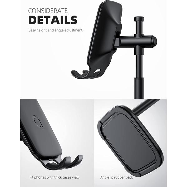 Lamicall Cell Phone Stand, Desk Phone Holder Height Angle Adjustable Mobile Phone Stand, Cradle, Dock for Desktop, Office, Compatible with All 4-10'' Smartphones, Tablets - White
