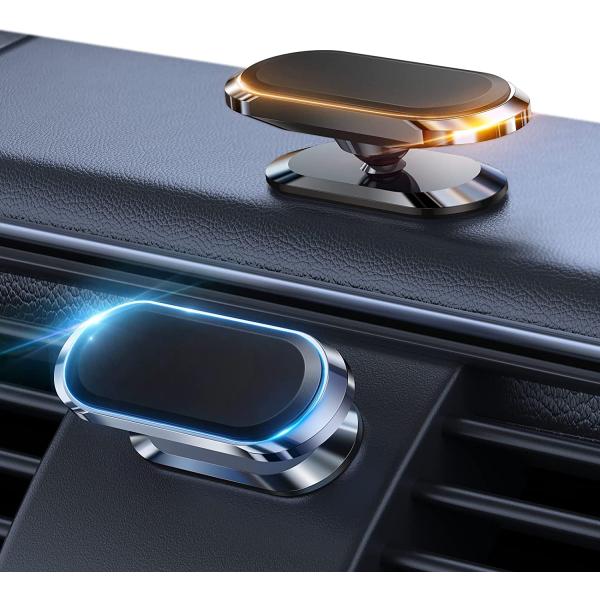 2 Pack Metal Magnetic Phone Holder for Car [ 2022 Upgrade 8X N52 Magnets] Strong Magnet Car Mount, One Second Put and Take & Dashboard 360° Rotation, Fit with iPhone and All Smartphone