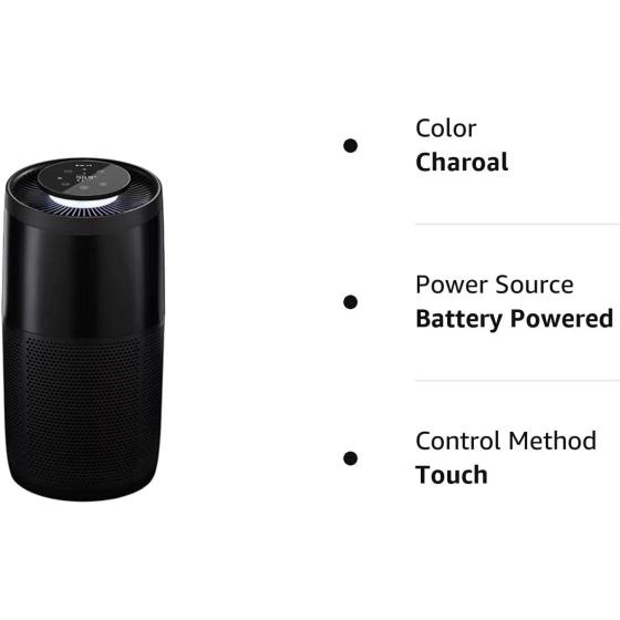 Instant HEPA Quiet Air Purifier From the Makers of Instant Pot with Plasma Ion Technology, Rooms up to 1,940ft2, removes 99% of Dust, Smoke, Odors, Pollen & Pet Hair, for Bedrooms, Offices, Charcoal