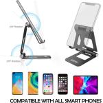 Aoviho Adjustable Cell Phone Stand Holder Fully Portable Phone Holder - Small Aluminum Desktop Stand for iPhone 12 Pro Mini 11 X XR XS Max 8 7 6 Plus (Black)