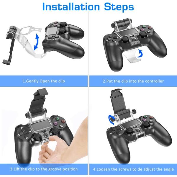 OIVO PS4 Controller Phone Mount Clip for Rmote Play, Mobile Gaming Clamp Bracket Phone Holder with Adjustable Stand Compatible with Dualshock 4 /PS4 Slim/PS4 Pro Controllers