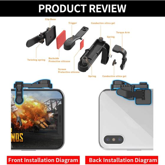 Mobile Game Trigger, Mobile Gaming Controller Compatible with PUBGG/Fortnitee/Call of Duty Mobile, IFYOO Z108 Aim & Fire Triggers for iPhone and Android Phone, 2 Pair with 2 pcs Finger Sleeves Red