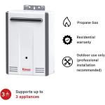 Rinnai V65eP Non-Condensing Propane Tankless Water Heater， Outdoor Installation， Up to 6.5 GPM