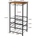 Wine Rack Freestanding Floor, Rustic Wine Holder Stand with Wine Storage and Bottle Shelf, 16 Bottles Floor Wine Rack Shelf for Kitchen Dining Room, Office, Bar, Rustic Brown